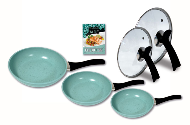 Starlyf Jade Pan | Il set di padelle antiaderenti in alluminio rivestite in ceramica e polvere di giada